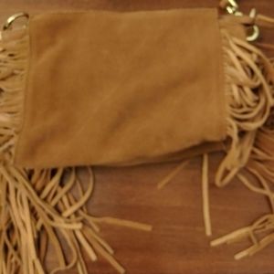 Leather frayed purse